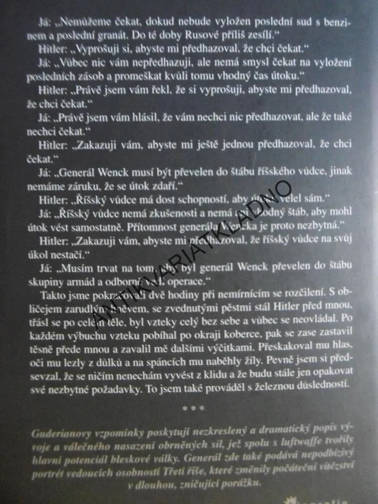 VZPOMÍNKY GEBERÁLA GUDERIANA, HEINZ GUDERIAN, **an