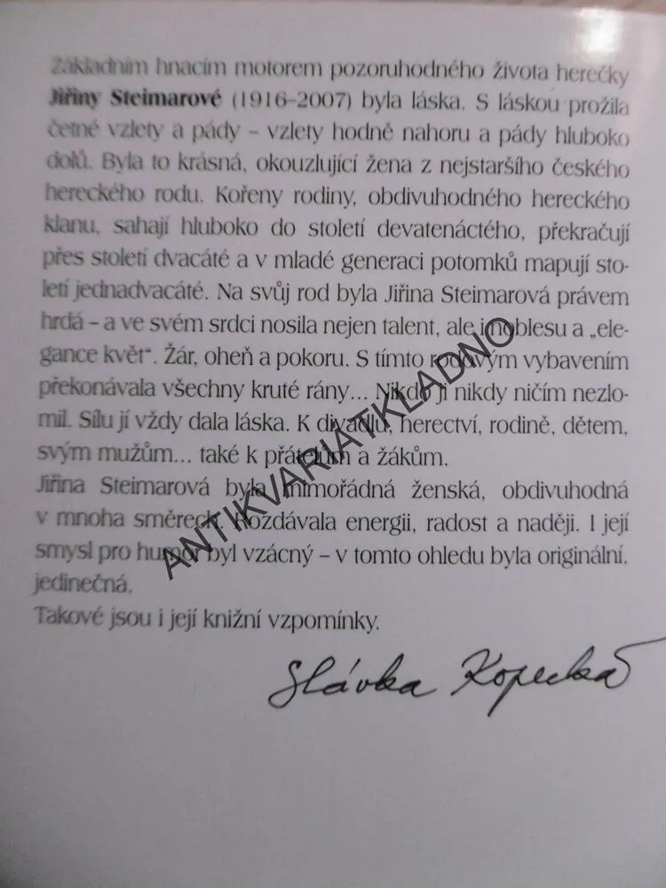 JIŘINA STEIMEROVÁ, NIČEHO NELITUJU, KAMILA ČÍŽOVÁ, **an