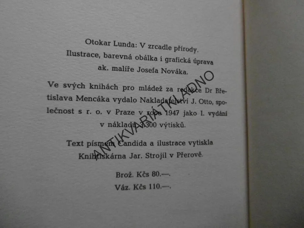 V ZRCADLE PŘÍRODY, BAJKY. OTOKAR LUNDA, **an