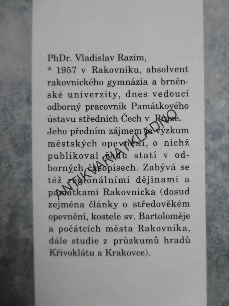 VZPOMÍNKY NA STARÝ RAKOVNÍK, VLADISLAV RAZÍM, **an