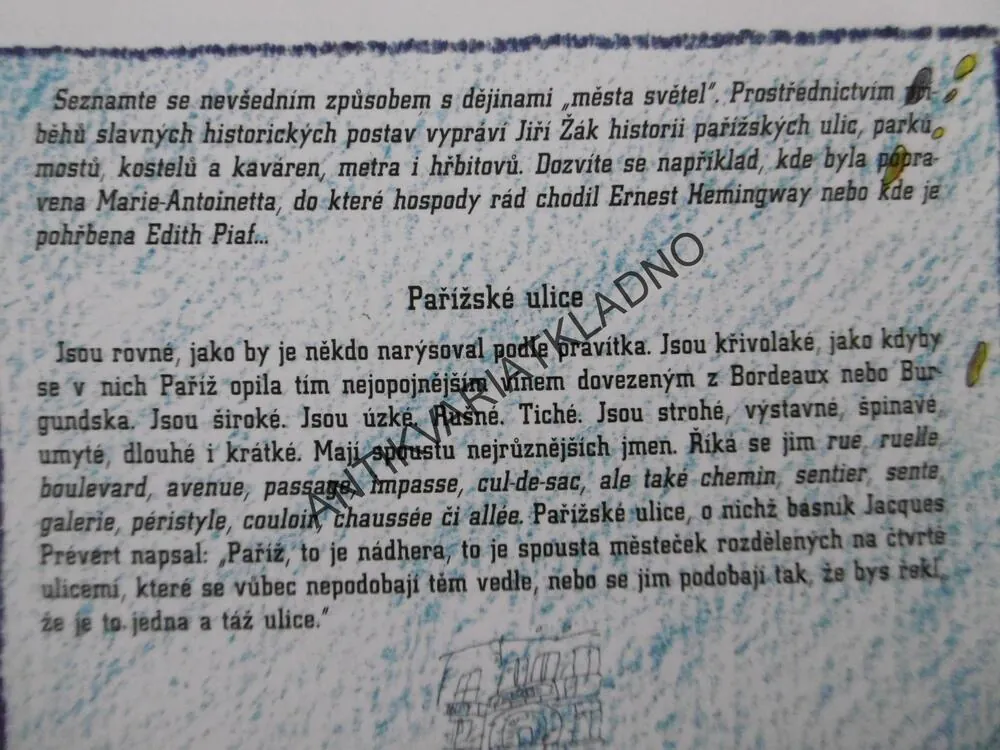 KDYBY NÁM PAŘÍŽ VYPRÁVĚLA, JIŘÍ ŽÁK, **an