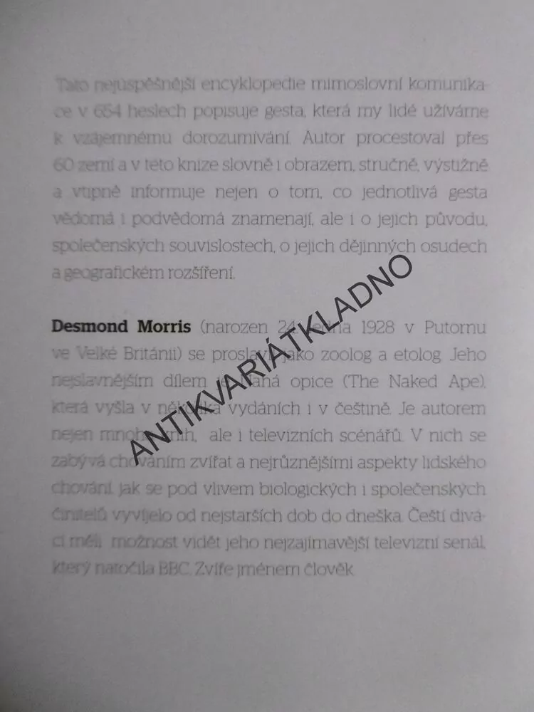 ŘEČ TĚLA, BODYTALK, DESMOND MORRIS, **an