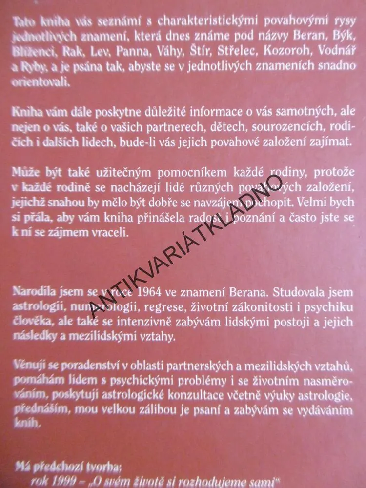 ASTROLOGICKÁ ZNAMENÍ, MIROSLAVA HOLOUBKOVÁ, **an