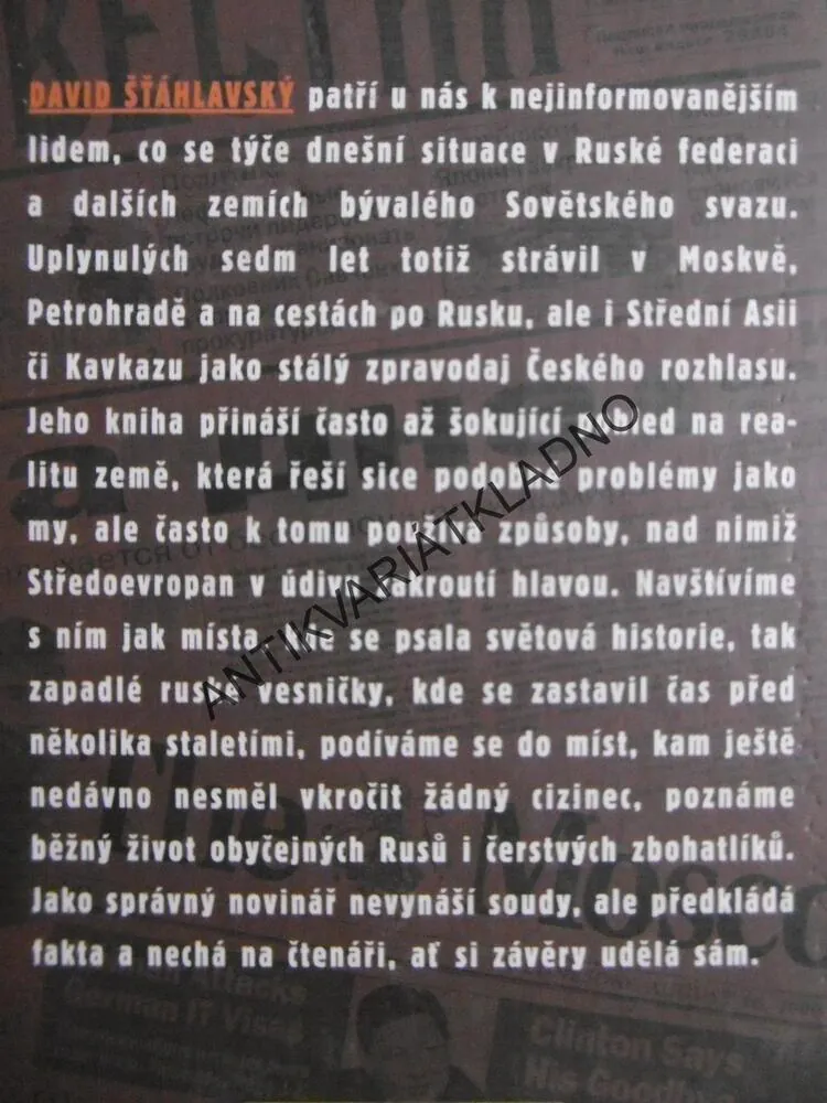 RUSKO MEZI ŘÁDKY, DAVID ŠŤÁHLAVSKÝ, **an