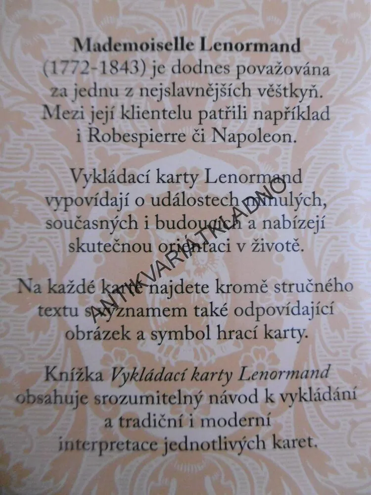 VYKLÁDACÍ KARTY LENORMAND, + KNIHA, **an