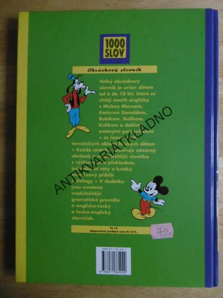 OBRÁZKOVÝ SLOVNÍK ANGLICKO ČESKÝ, 1000 SLOV, WALT DISNEY, **an