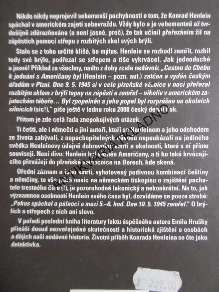 ŽIVOT A SMRT, KONRAD HENLEIN, EMIL HRUŠKA, **an