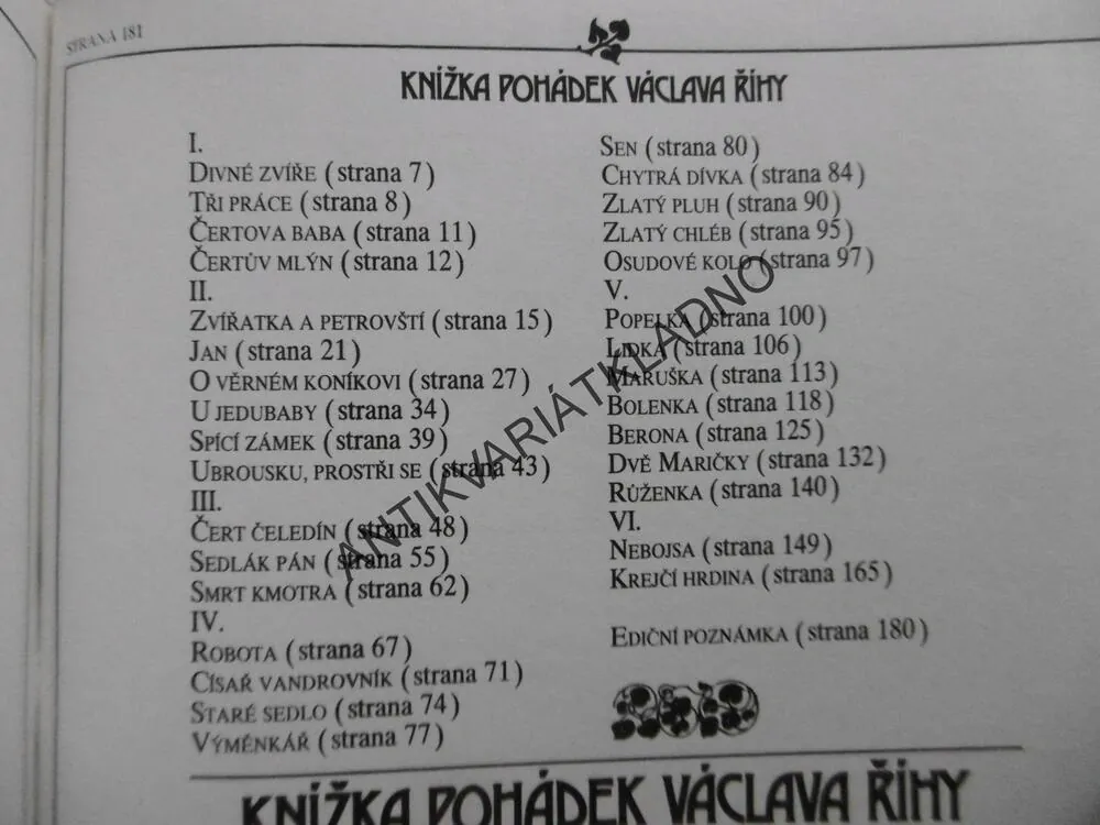 KNÍŽKA POHÁDEK VÁCLAVA ŘÍHY, VÁCLAV ŘÍHA, **an