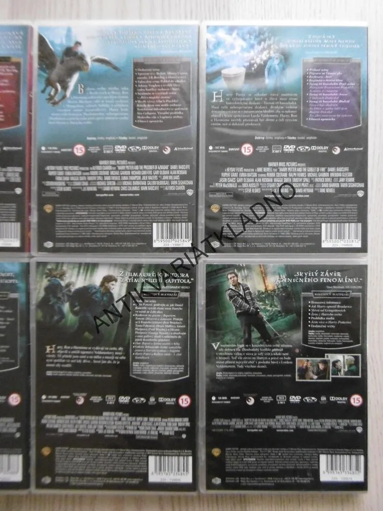 HARRY POTTER, CELÁ SÉRIE 16 DVD, 8 OBALŮ, DVOUDISKOVÉ VERZE, DVD FILM