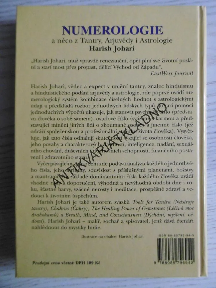 NUMEROLOGIE A NĚCO Z TANTRY, ARJUVÉDY I ASTROLOGIE, VAŠE ČÍSLA PRO VÁŠ ŽIVOT, HARISH JOHARI, **an
