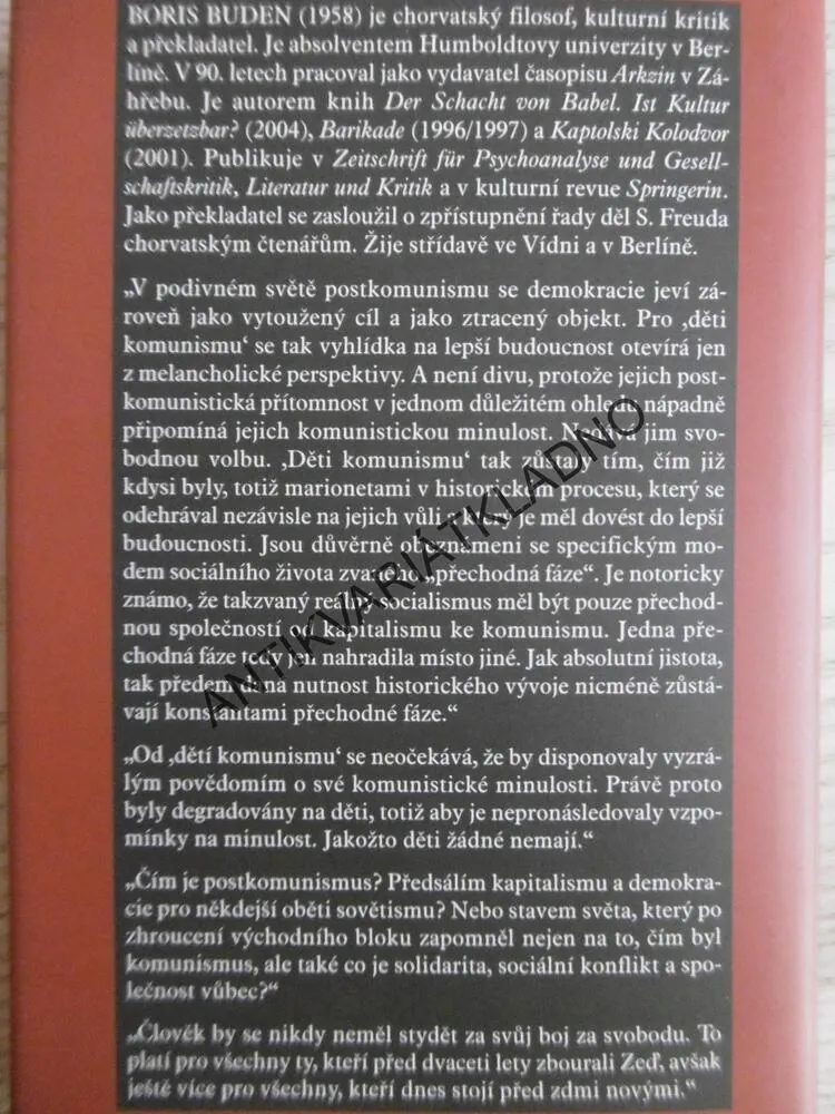 KONEC POSTKOMUNISMU, BORIS BUDEN, **an