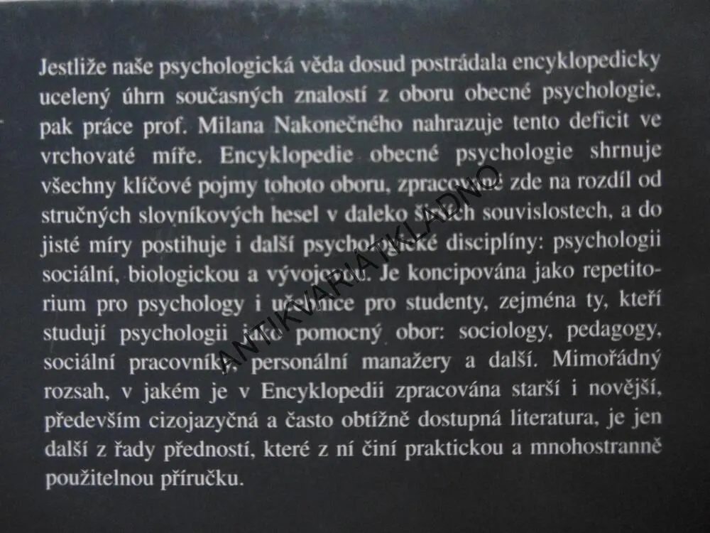 ENCYKLOPEDIE OBECNÉ PSYCHOLOGIE, MILAN NAKONEČNÝ, **an