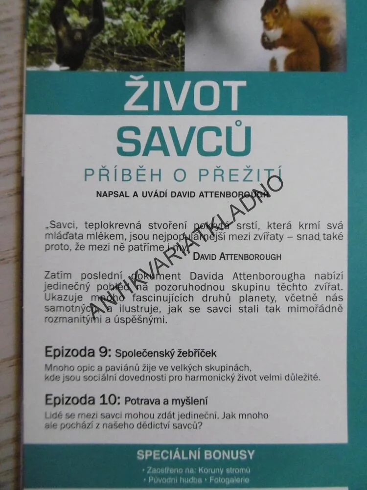 ŽIVOT SAVCŮ, PŘÍBĚH O PŘEŽITÍ, 1-5, DVD FILM DOKUMENT