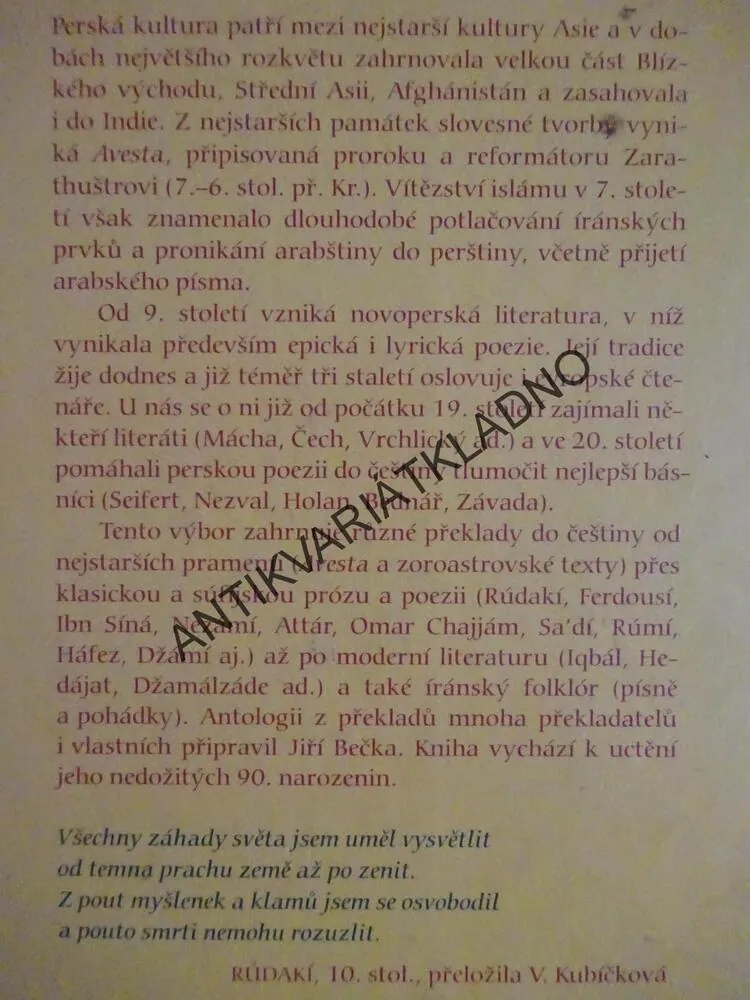 HLEDÁNÍ PRAVDY A LÁSKY, ANTOLOGIE PERSKÉ LITERATURY, **an