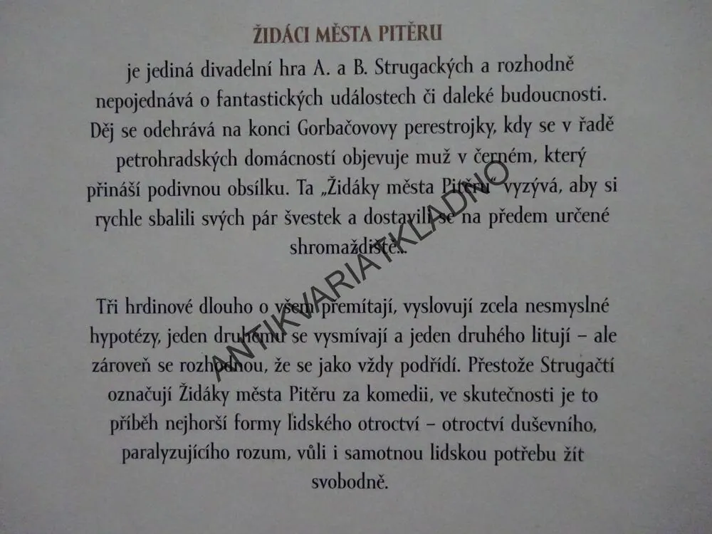 ŽIDÁCI MĚSTA PITĚRU, ARKADIJ A BORIS STRUGAČTÍ, **an