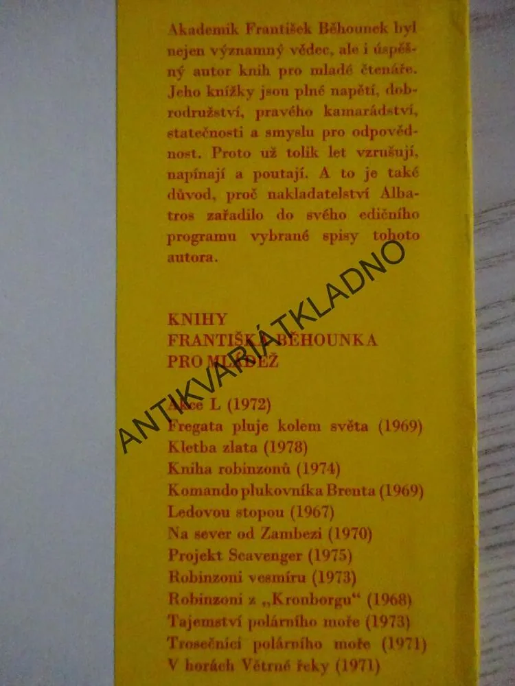 KLETBA ZLATA, FRANTIŠEK BĚHOUNEK, ZDENĚK BURIAN, **an
