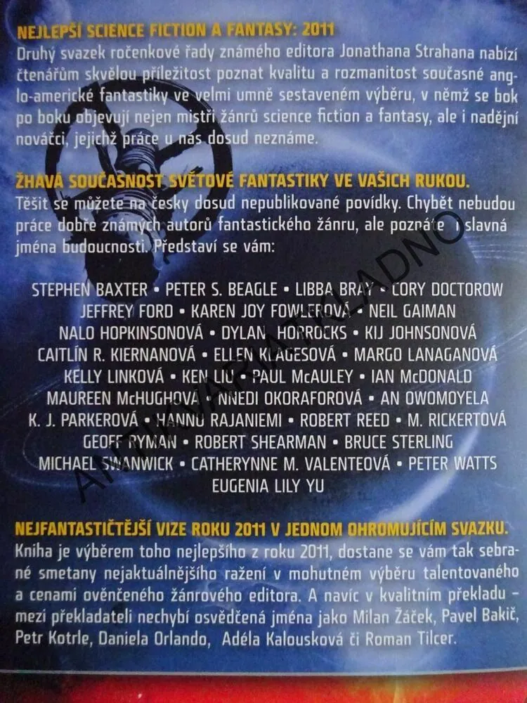 NEJLEPŠÍ SCIENCE FICTION A FANTASY, 2011, JONATHAN STRAHAN, **an
