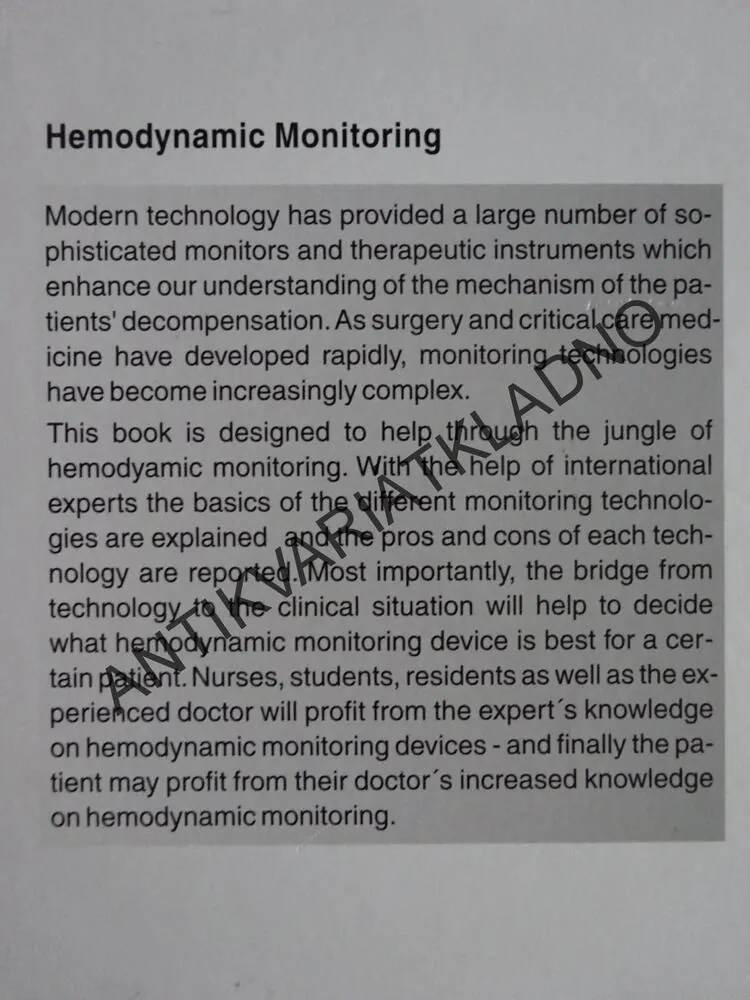 HEMODYNAMIC MONITORING, JOACHIM BOLDT, ANGLICKY, **an