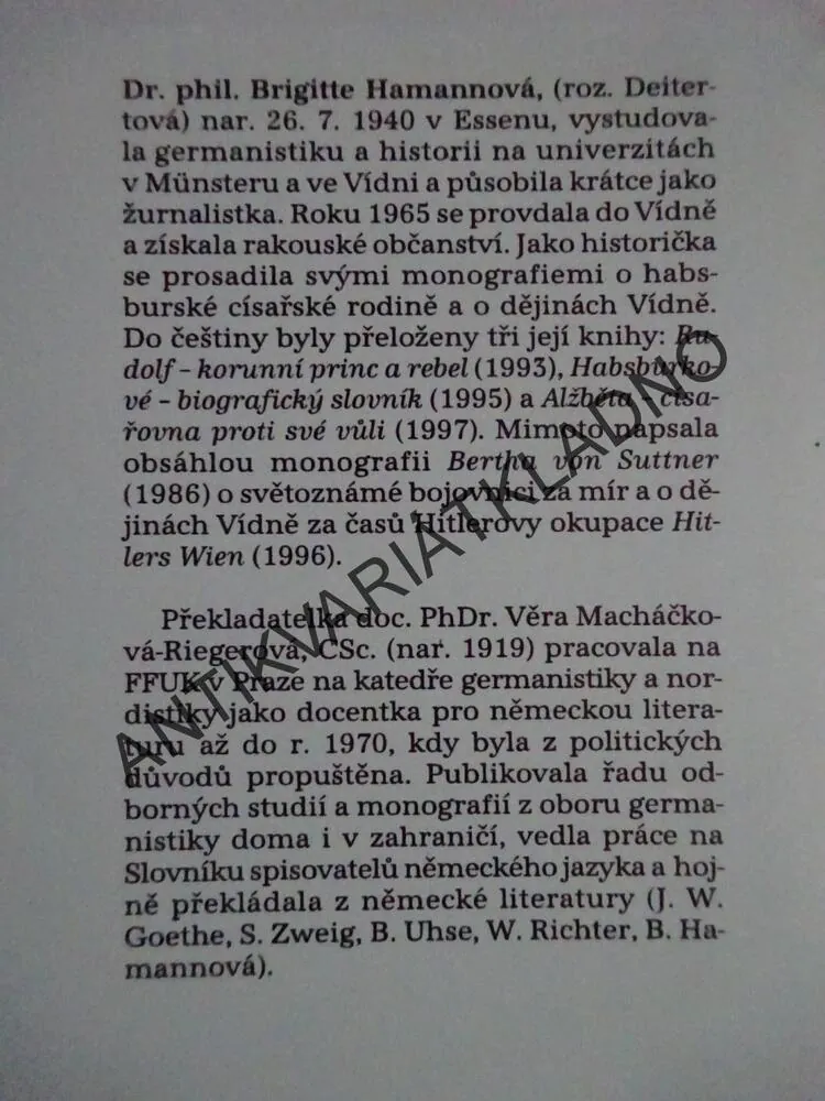 ALŽBĚTA, CÍSAŘOVNA PROTI SVÉ VŮLI, BRIGITTE HAMANNOVÁ, **an