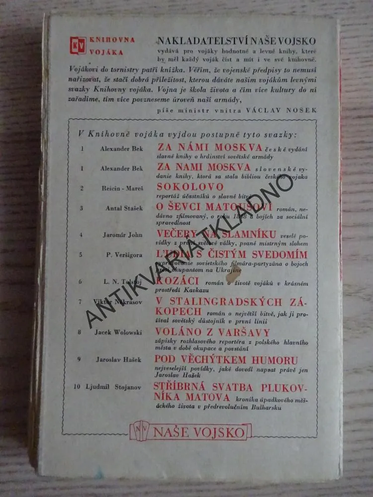 SOKOLOVO, B. REICIN, J. MAREŠ, **an