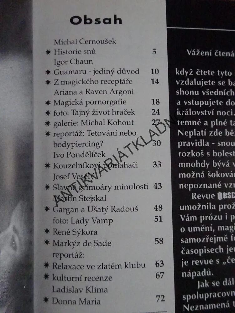 OBSESSION, REVUE PRO TAJEMSTVÍ NOCI Č. 1/1996, **an