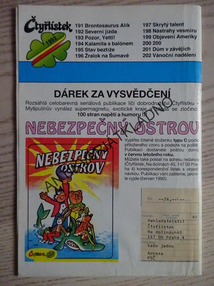 ČTYŘLÍSTEK 195 - STAV BEZTÍŽE