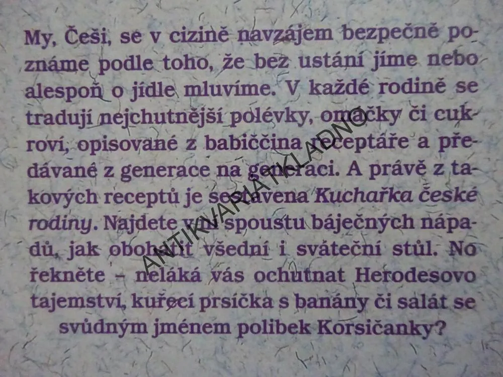 KUCHAŘKA ČESKÉ RODINY, **an