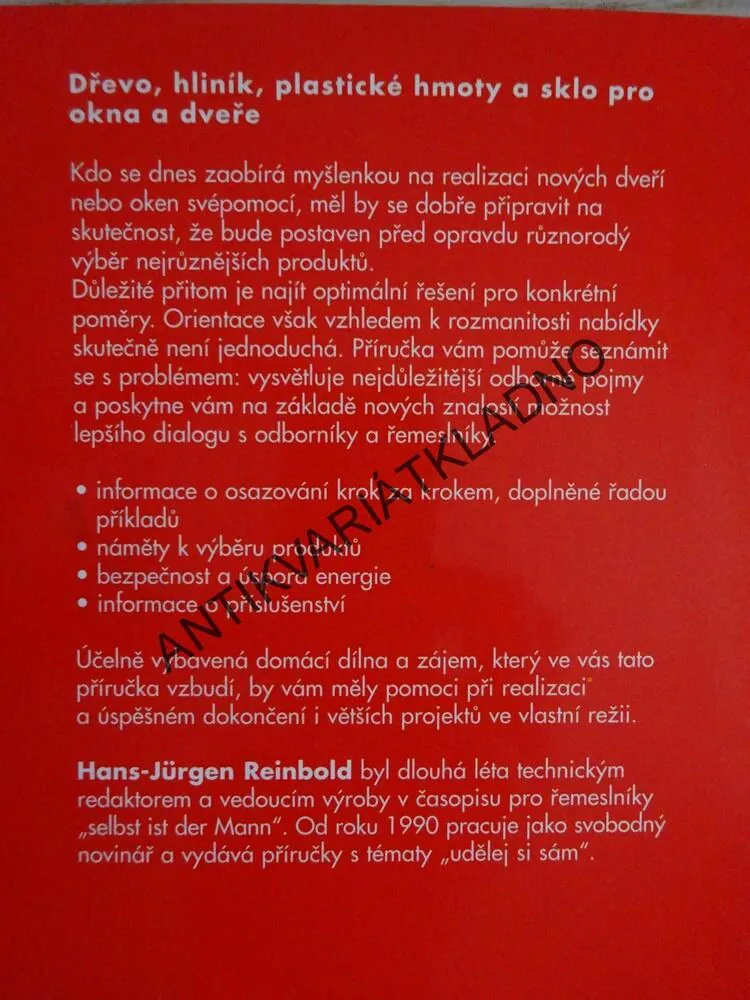 OSAZOVÁNÍ OKEN A DVEŘÍ, S DŮLEŽITÝMI RADAMI PRO VAŠI BEZPEČNOST, HANS-JÜRGEN REINBOLD, **an