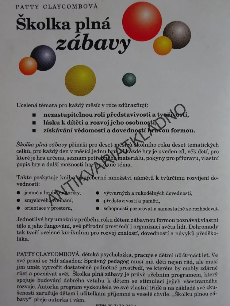 ŠKOLKA PLNÁ ZÁBAVY, PATTY CLAYCOMB, KALENDÁŘ TVOŘIVÝCH HER PRO PŘEDŠKOLNÍ DĚTI, **an