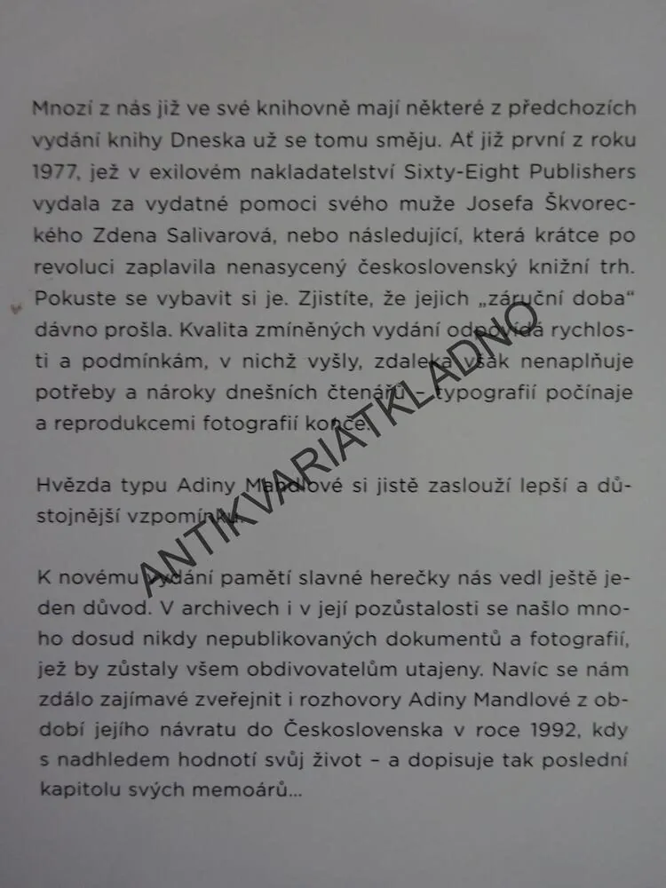 DNESKA UŽ SE TOMU SMĚJU, ADINA MANDLOVÁ, **an