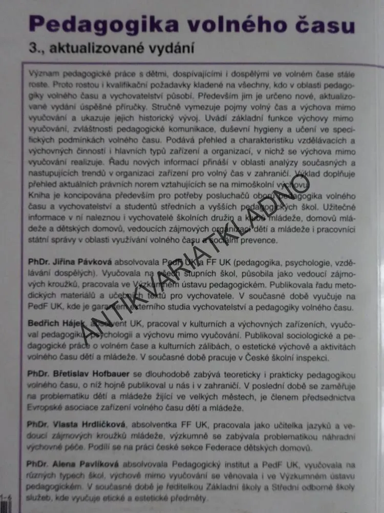 PEDAGOGIKA VOLNÉHO ČASU, PÁVKOVÁ, HÁJEK A DALŠÍ, **an