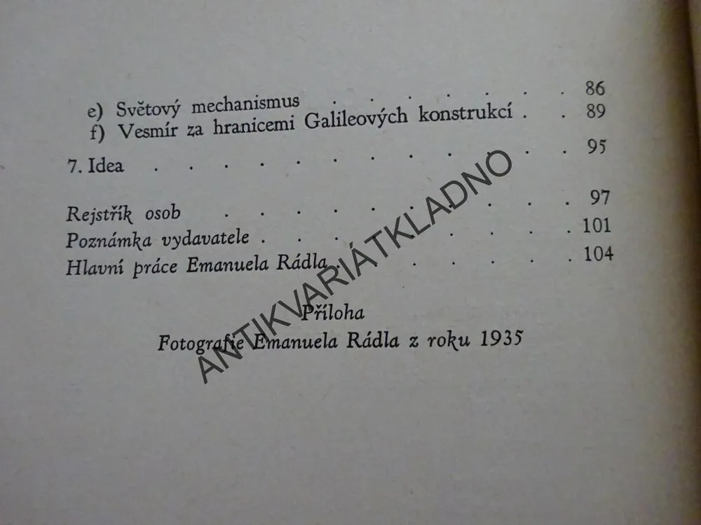 ÚTĚCHA Z FILOSOFIE, EMANUEL RÁDL, **an