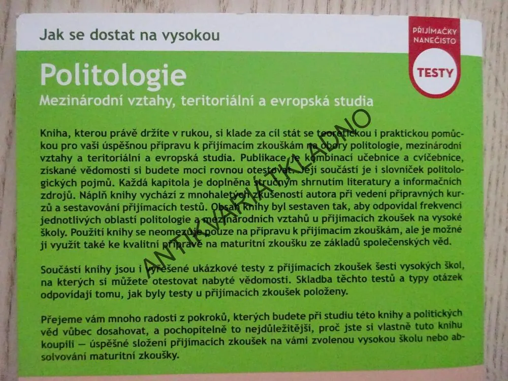 JAK SE DOSTAT NA VYSOKOU, POLITOLOGIE