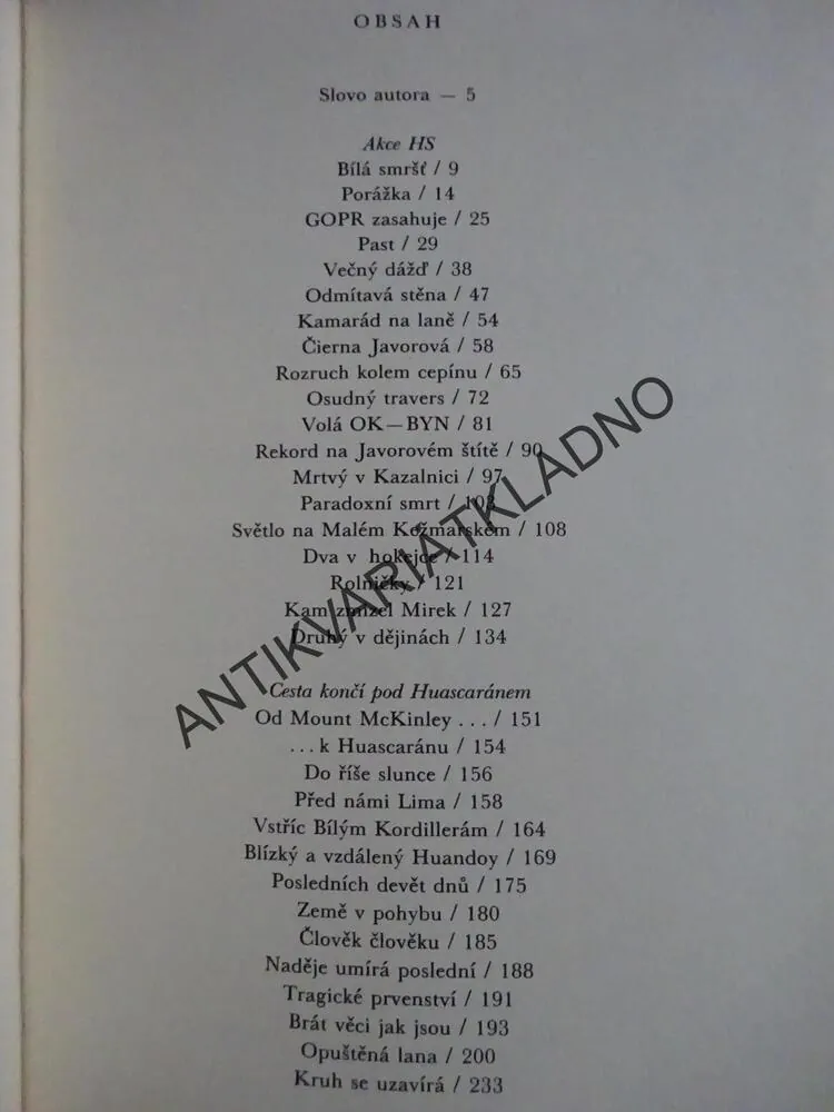 VTEŘINY MEZI ŽIVOTEM A SMRTÍ, JAN SUCHL, CESTA KONČÍ POD HUASCARÁNEM, AKCE HS, **an