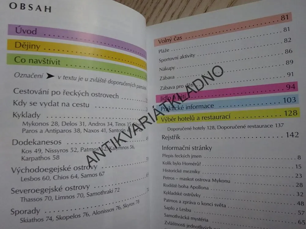 ŘECKÉ OSTROVY, PRŮVODCE DO KAPSY, **an
