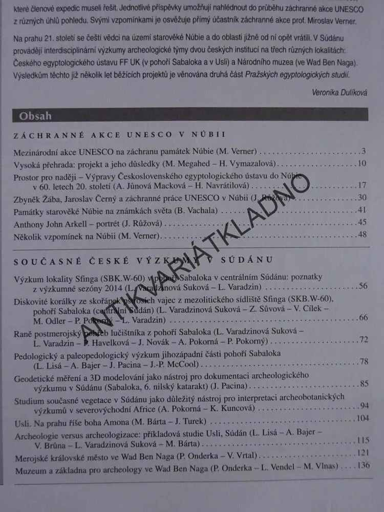 PRAŽSKÉ EGYPTOLOGICKÉ STUDIE, XIV/2015, **an