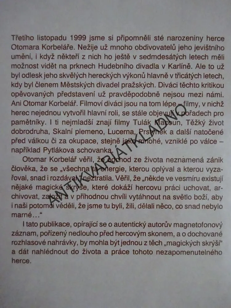 OTOMAR KORBELÁŘ VZPOMÍNÁ..., MOJE MAGICKÁ SKRÝŠ, LADISLAV TUNYS, **an