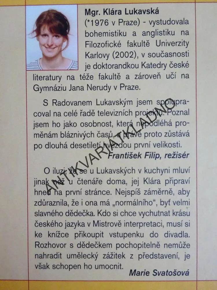 ROZHOVORY S DĚDEČKEM, KLÁRA LUKAVSKÁ, **an