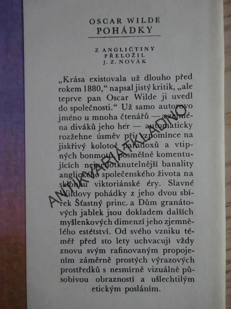 POHÁDKY, OSCAR WILDE, **an