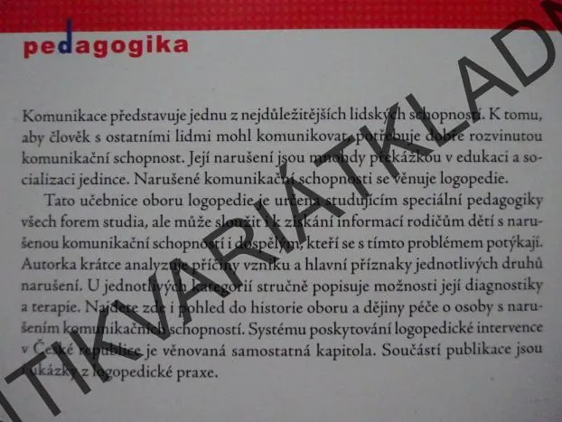 LOGOPEDIE, JIŘINA KLENKOVÁ, **an