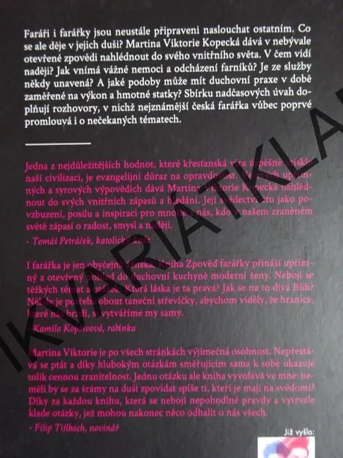 ZPOVĚĎ FARÁŘKY, MARTINA VIKTORIE KOPECKÁ, **an