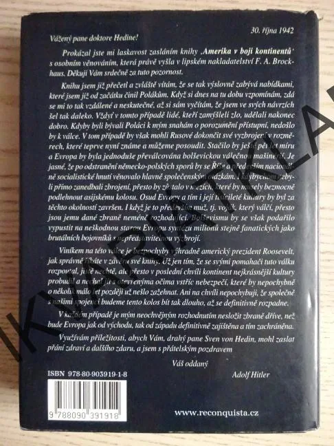 AMERIKA V BOJI KONTINENTŮ, SVEN HEDIN, **an