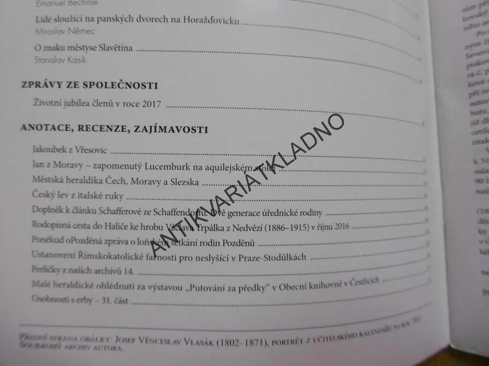 GENEALOGICKÉ A HERALDICKÉ LISTY, 1/2017