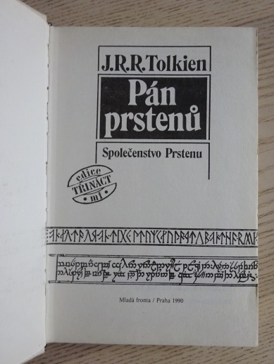 PÁN PRSTENŮ, SPOLEČENSTVO PRSTENU, J. R. R. TOLKIEN, **an