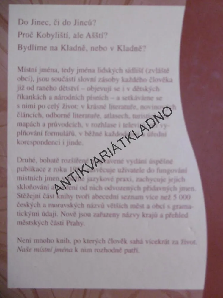 NAŠE MÍSTNÍ JMÉNA A JAK JICH UŽÍVAT, ALENA POLÍVKOVÁ
