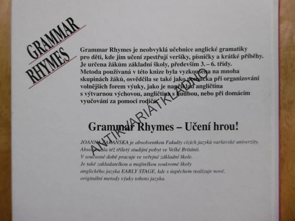 GRAMMAR RHYMES, VERŠOVANÁ ANGLICKÁ GRAMATIKA, ANGLIČTINA