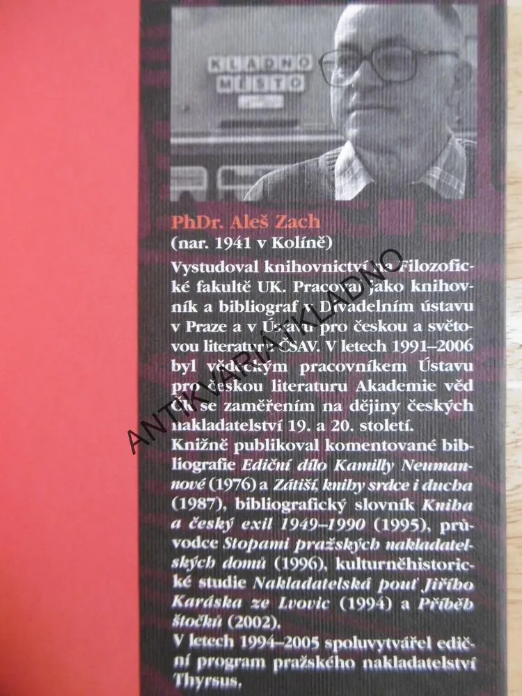 NAKLADATELSKÉ KLADNO, Z DĚJIN KLADENSKÉ KNIŽNÍ KULTURY, ALEŠ ZACH, **an