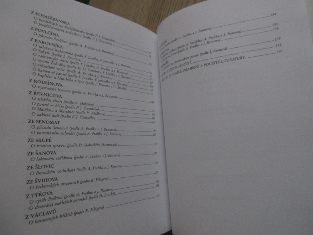 KNIHA Z POVĚSTÍ Z RAKOVNICKA, NOVOSTRAŠECKA, KŘIVOKLÁTSKA, PODDŽBÁNSKA, JESENICKA A ČISTECKA, **an