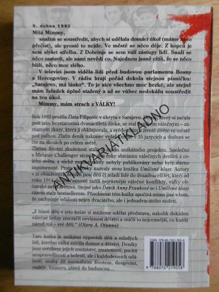 UMLČENÉ HLASY, DĚTSKÉ VÁLEČNÉ DENÍKY OD 1.SVĚTOVÉ VÁLKY PO IRÁK, **an