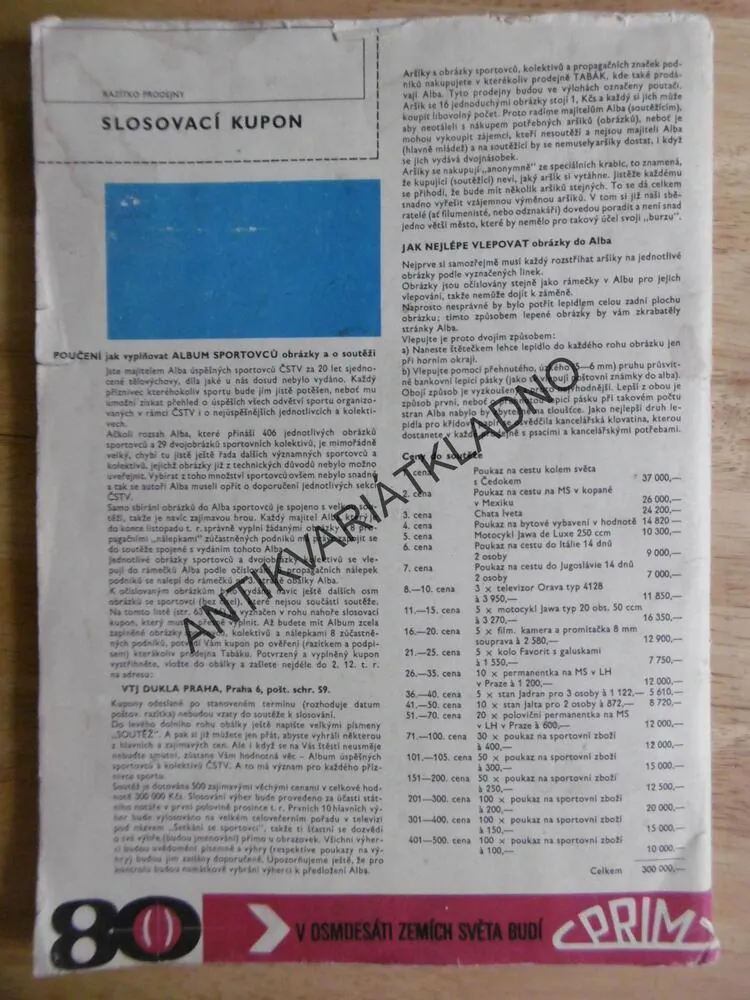 ALBUM ÚSPĚŠNÝCH SPORTOVCŮ ZA 20 LET, 1948-68,